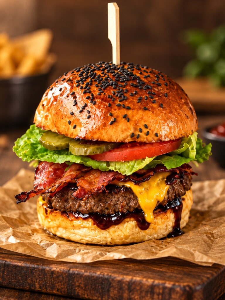 Bacon Burger z wołowiną, boczkiem i cheddarem